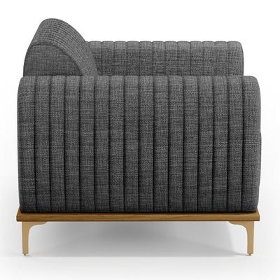 Kit Sofá 3 Lugares 180Cm Com 2 Poltronas Cinza Escuro C-416