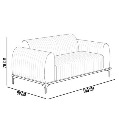 Kit Sofá 2 Lugares 150Cm Com 2 Poltronas Molino Cru C-443