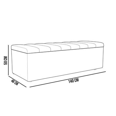 Calçadeira Recamier Baú Casal 140X50 Cm Rosê