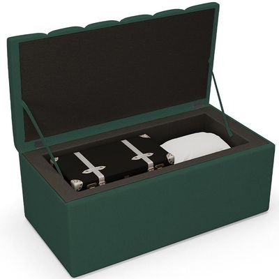 Calçadeira Recamier Baú Dália 100X50cm W01 Verde Musgo