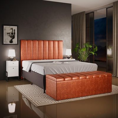 Calçadeira Recamier Baú Casal Queen 160X50 Cm Camel