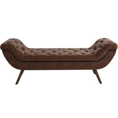 Puff Recamier Decorativo Com Tachas 195 Cm Santorini P05 Corino Marrom - Lyam Decor