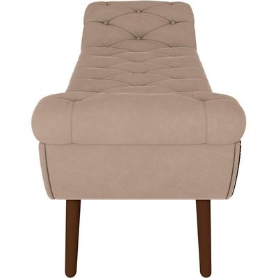 Puff Recamier Decorativo Com Tachas 195 Cm Santorini P05 Veludo Bege - Lyam Decor