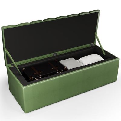 Calçadeira Recamier Baú Casal Queen 160X50 Cm Verde Musgo