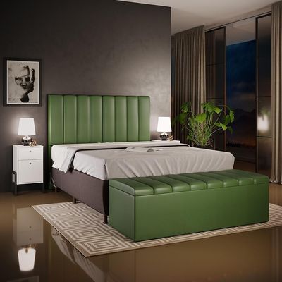 Calçadeira Recamier Baú Casal Queen 160X50 Cm Verde Musgo
