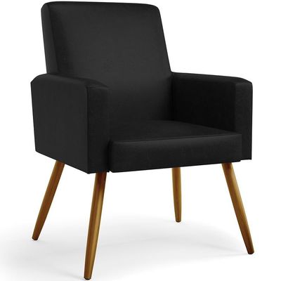 Kit 02 Poltronas Decorativa Para Sala De Estar Maria W01 Pés Palito Couríssimo Preto