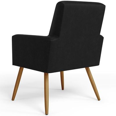 Kit 02 Poltronas Decorativa Para Sala De Estar Maria W01 Pés Palito Couríssimo Preto