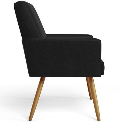 Kit 02 Poltronas Decorativa Para Sala De Estar Maria W01 Pés Palito Couríssimo Preto