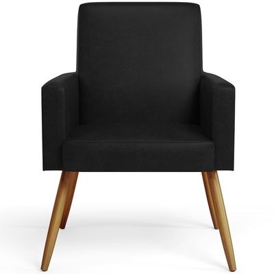 Kit 02 Poltronas Decorativa Para Sala De Estar Maria W01 Pés Palito Couríssimo Preto
