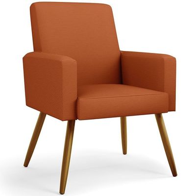 Kit 02 Poltronas Decorativa Para Sala De Estar Maria W01 Pés Palito Tecido Terracota