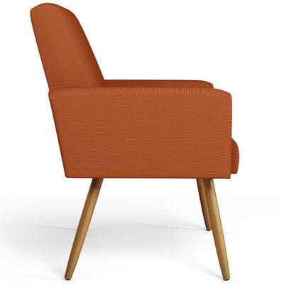 Kit 02 Poltronas Decorativa Para Sala De Estar Maria W01 Pés Palito Tecido Terracota