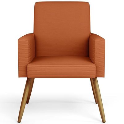 Kit 02 Poltronas Decorativa Para Sala De Estar Maria W01 Pés Palito Tecido Terracota