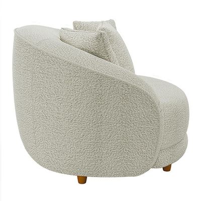 Kit 02 Poltronas Decorativa Sala De Estar Base Fixa De Madeira Witta M03 Bouclê Bege Claro