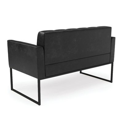 Kit 1 Sofá Namoradeira E 2 Poltronas Elisa Corano Preto Base Metálica Industrial Preto - D'rossi