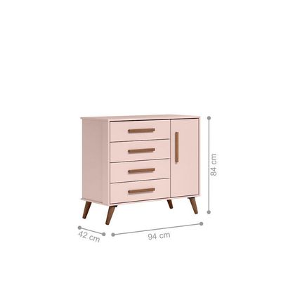 Conjunto Quarto Infantil Retro Berço E Comoda Rosa Bogota Com Colchao