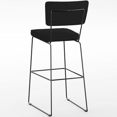 Banqueta Alta Para Cozinha Sala De Jantar Base Em Aço Fixa Allana L02 Suede Preto - Lyam Decor
