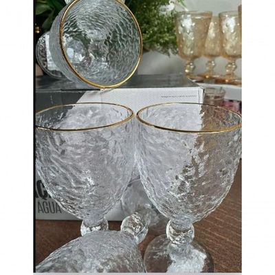 Taça De água Cristal Com Fio De Ouro 320 Ml - Lyor