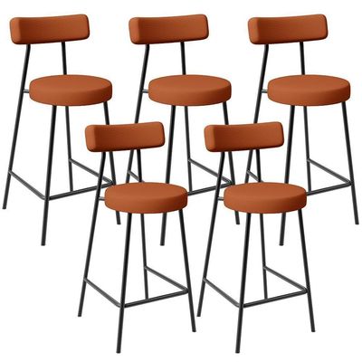 Kit 05 Banquetas Baixa Para Cozinha Sala De Jantar Bancada Milão L02 Tecido Terracota