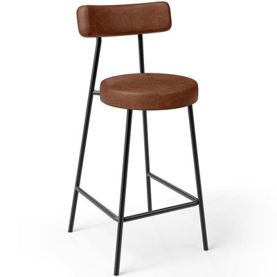 Kit 05 Banquetas Baixa Para Cozinha Sala De Jantar Bancada Milão L02 Couríssimo Marrom