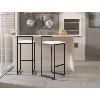 Banqueta Alta Cozinha Hanna L02 Preto Corano Branco