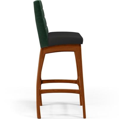 Banqueta Alta Para Cozinha B04 Verde Musgo Preto