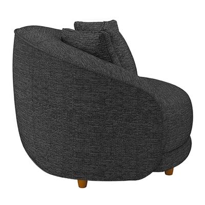Poltrona Decorativa Para Sala De Estar Fixa Pés Madeira Witta M03 Linho Chumbo