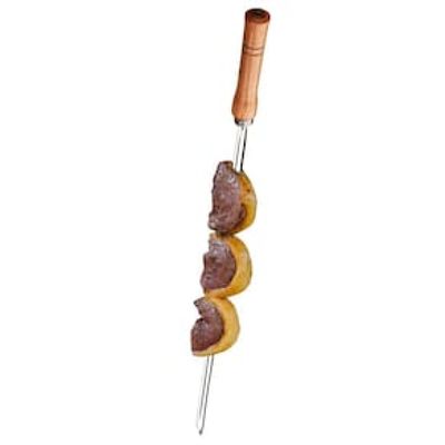 Conjunto de Grelha para Peixe e Espetos Simples Utimil em Aço Cromado, Aço Inox e Madeira – 3 Peças