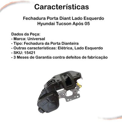 Fechadura Elétrica Tucson Porta Diant Esquerd 2005 2006 2007