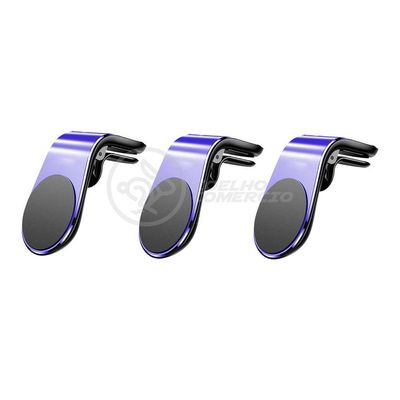 Kit 3 Suporte Adaptador Universal De Carro Tipo L Azul