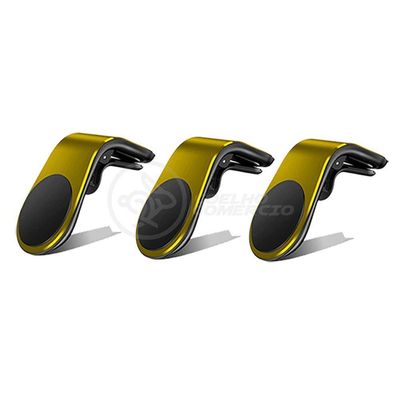 Kit 3 Suporte Adaptador Universal De Carro Tipo L Dourado