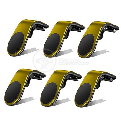 Kit 6 Suporte Adaptador Universal De Carro Tipo L Dourado