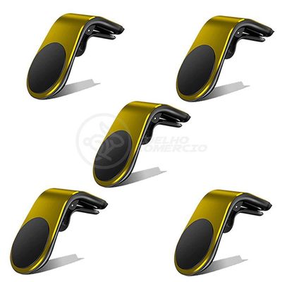 Kit 5 Suporte Adaptador Universal De Carro Tipo L Dourado