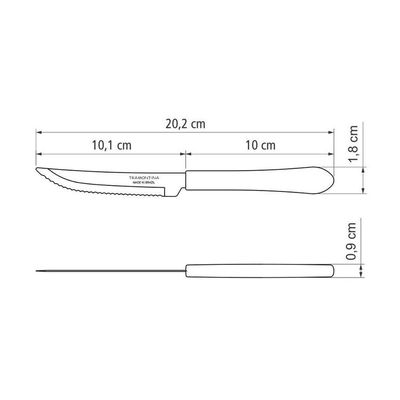 Kit - Jogo De Facas E Garfo Leme 96 Peças Em Aço Inox Cabo Preto Pbag - Tramontina