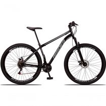 Bicicleta 29 Raider Sport Aço 21M Freio a Disco c/ Suspensão Preto+cinza