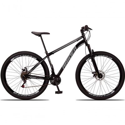 Bicicleta 29 Raider Sport Aço 21M Freio a Disco c/ Suspensão Preto+cinza