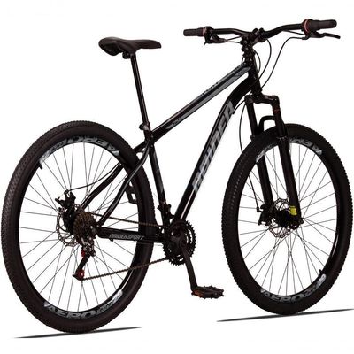 Bicicleta 29 Raider Sport Aço 21M Freio a Disco c/ Suspensão Preto+cinza
