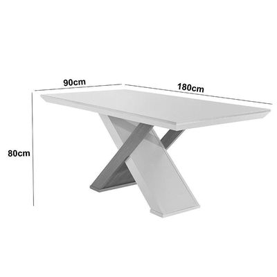 Mesa Para Sala De Jantar Carol 180cm Em Mdf E Vidro Canto Reto Grafite/ Imbuia/ Serig. Grafite