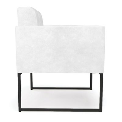 Poltrona Elisa Corano Branco Base Metálica Industrial Preto - D'rossi