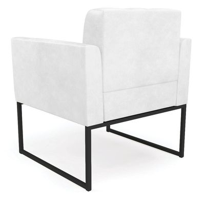 Poltrona Elisa Corano Branco Base Metálica Industrial Preto - D'rossi