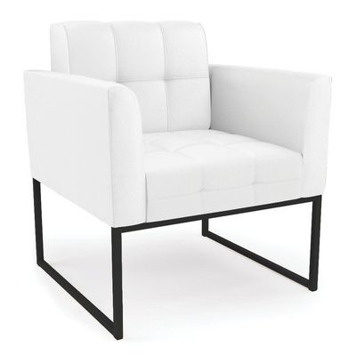 Poltrona Elisa Corino Base Metálica Industrial Preto - D'rossi Cor Branco