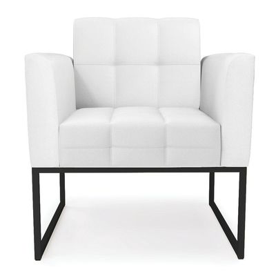 Poltrona Elisa Corino Branco Base Metálica Industrial Preto - D'rossi