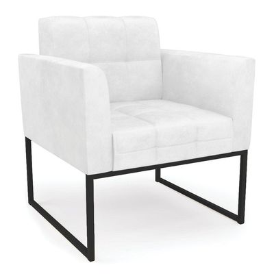 Poltrona Elisa Corano Branco Base Metálica Industrial Preto - D'rossi