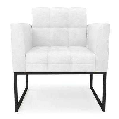 Poltrona Elisa Corano Branco Base Metálica Industrial Preto - D'rossi