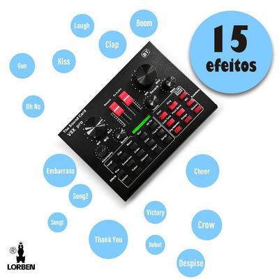 Kit Completo Microfone Bm800 com Mini Placa V8x Live Sound
