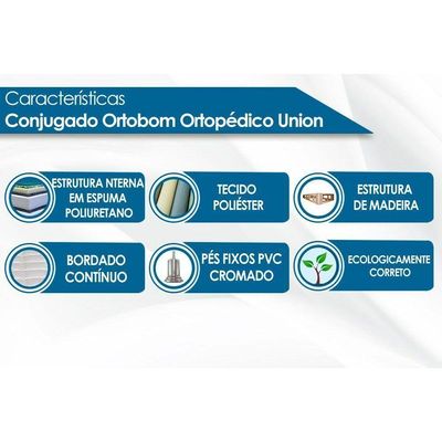 Cama Box Conjugado Casal: Colchão Ortopédico Union (138x188) Ortobom