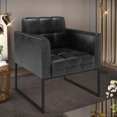 Poltrona Elisa Corano Preto Base Metálica Industrial Preto - D'rossi