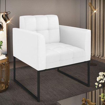 Poltrona Elisa Corino Base Metálica Industrial Preto - D'rossi Cor Branco