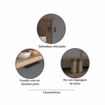 Paneleiro 40cm 2 Portas Raso Aspen Luciane Móveis Vanilla Com Cinza Puro