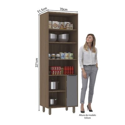 Paneleiro 70cm 2 Portas E Porta Condimentos Aspen Luciane Móveis Vanilla Com Cinza Puro