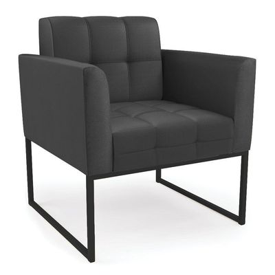 Kit 1 Sofá Namoradeira E 1 Poltrona Elisa Corino Base Metálica Industrial Preto - D'rossi Cor Preto